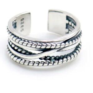 NEW Weaved 925 Sterling Silver Adjustable Ring‎